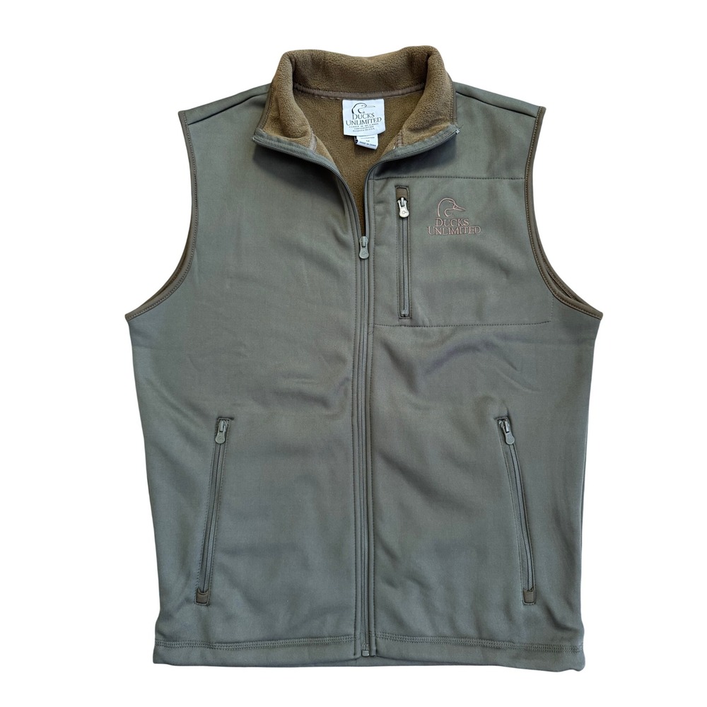 Ducks Unlimited Mens Softshell Fleece Lined Vest Olive Green Medium RN158435‎